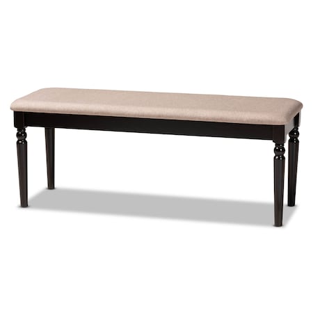 Baxton Studio Giovanni Sand Upholstered and Dark Brown Finished Wood Dining Bench 171-10925